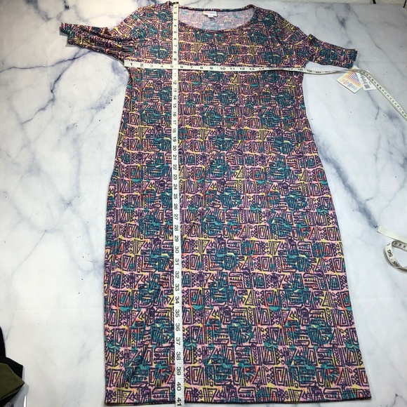 Lularoe Pastel Geometric Julia Fitted Dress - Picture 4 of 8